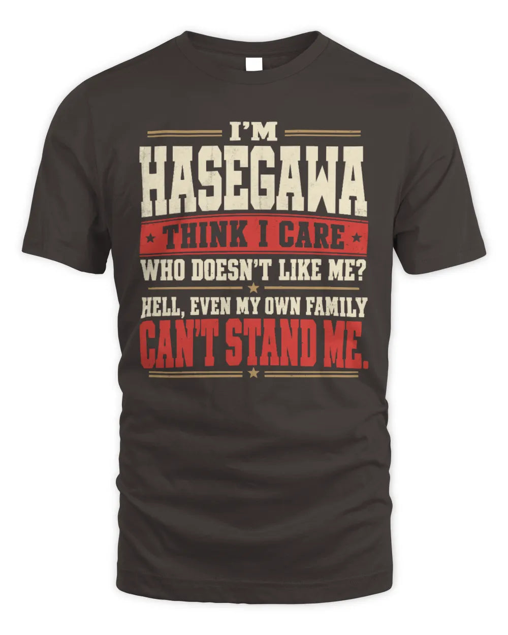 HASEGAWA-KTL06-H009 I’m [NAME] – Think I Care? Personalized Funny T-Shirt - Unisex Standard T-Shirt - Dark Chocolate