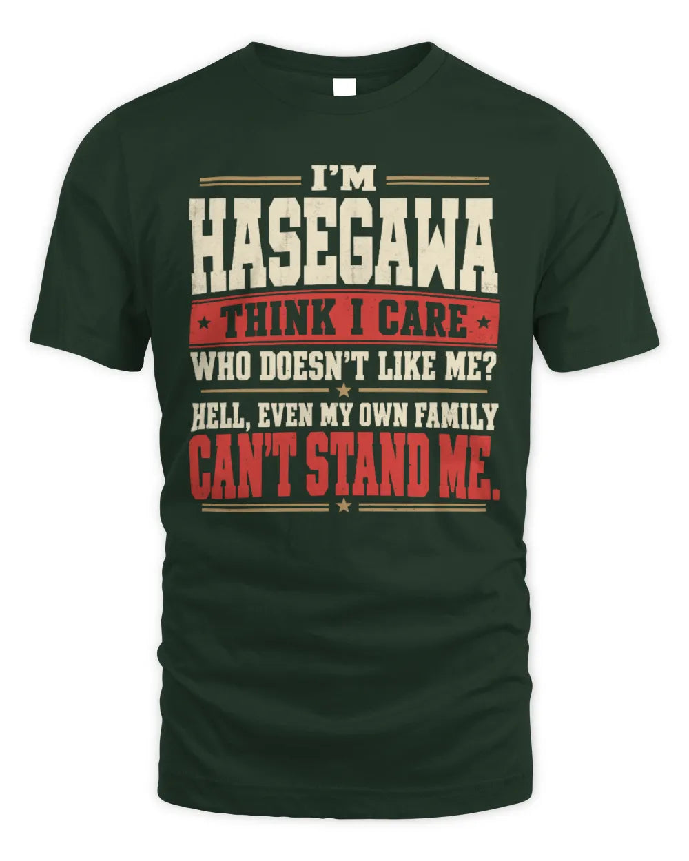 HASEGAWA-KTL06-H009 I’m [NAME] – Think I Care? Personalized Funny T-Shirt - Unisex Standard T-Shirt - Forest Green