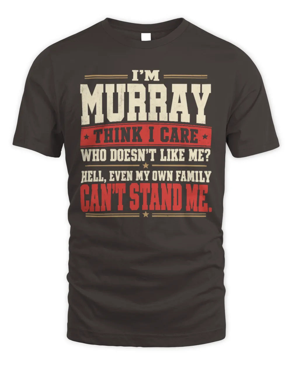 MURRAY-KTL06-H009 I’m [NAME] – Think I Care? Personalized Funny T-Shirt - Unisex Standard T-Shirt - Dark Chocolate