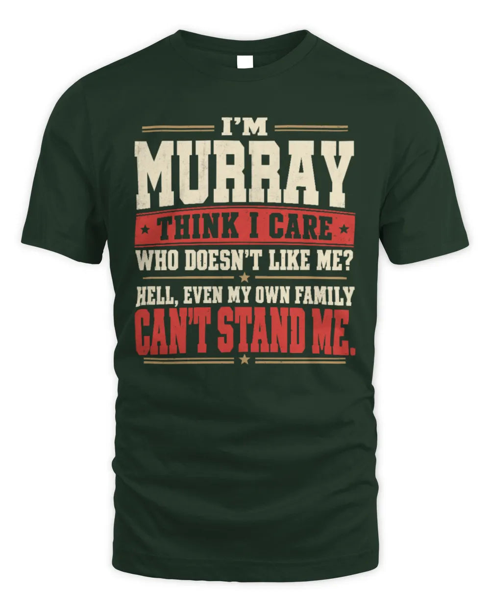 MURRAY-KTL06-H009 I’m [NAME] – Think I Care? Personalized Funny T-Shirt - Unisex Standard T-Shirt - Forest Green