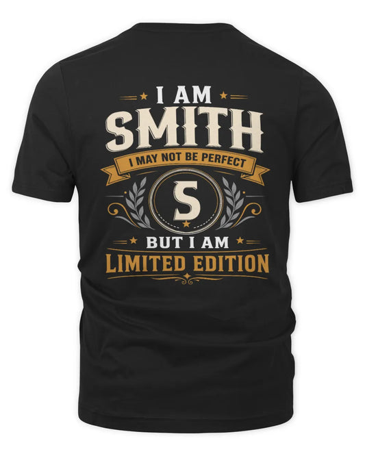 SMITH KT88-V9 - Personalized “I Am NAME I May Not Be Perfect, But I Am Limited Edition” - Unisex Premium T-Shirt - Black