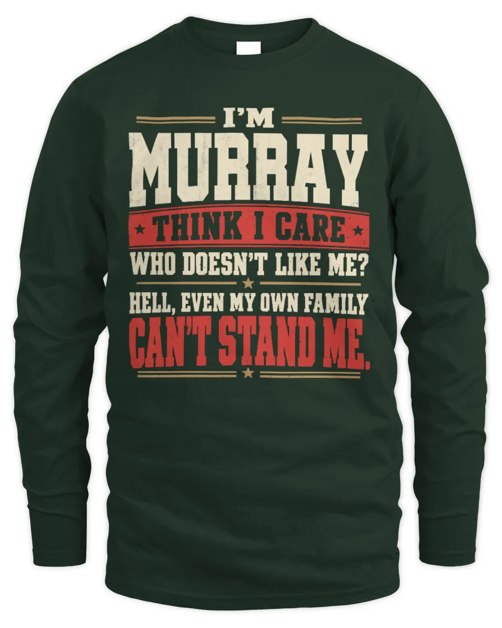 MURRAY-KTL06-H009 I’m [NAME] – Think I Care? Personalized Funny T-Shirt - Men's Long Sleeved T-Shirt - Forest Green