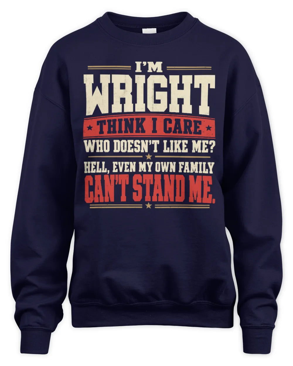 WRIGHT-KTL06-H009 I’m [NAME] – Think I Care? Personalized Funny T-Shirt - Unisex Sweatshirt - Navy