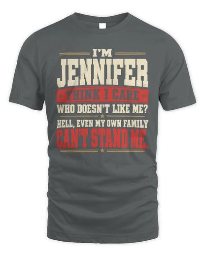 JENNIFER-KTL06-H009 I’m [NAME] – Think I Care? Personalized Funny T-Shirt - Unisex Standard T-Shirt - Charcoal