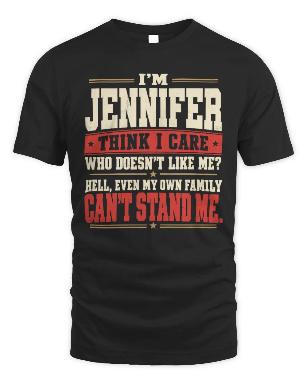 JENNIFER-KTL06-H009 I’m [NAME] – Think I Care? Personalized Funny T-Shirt - Unisex Standard T-Shirt - Black