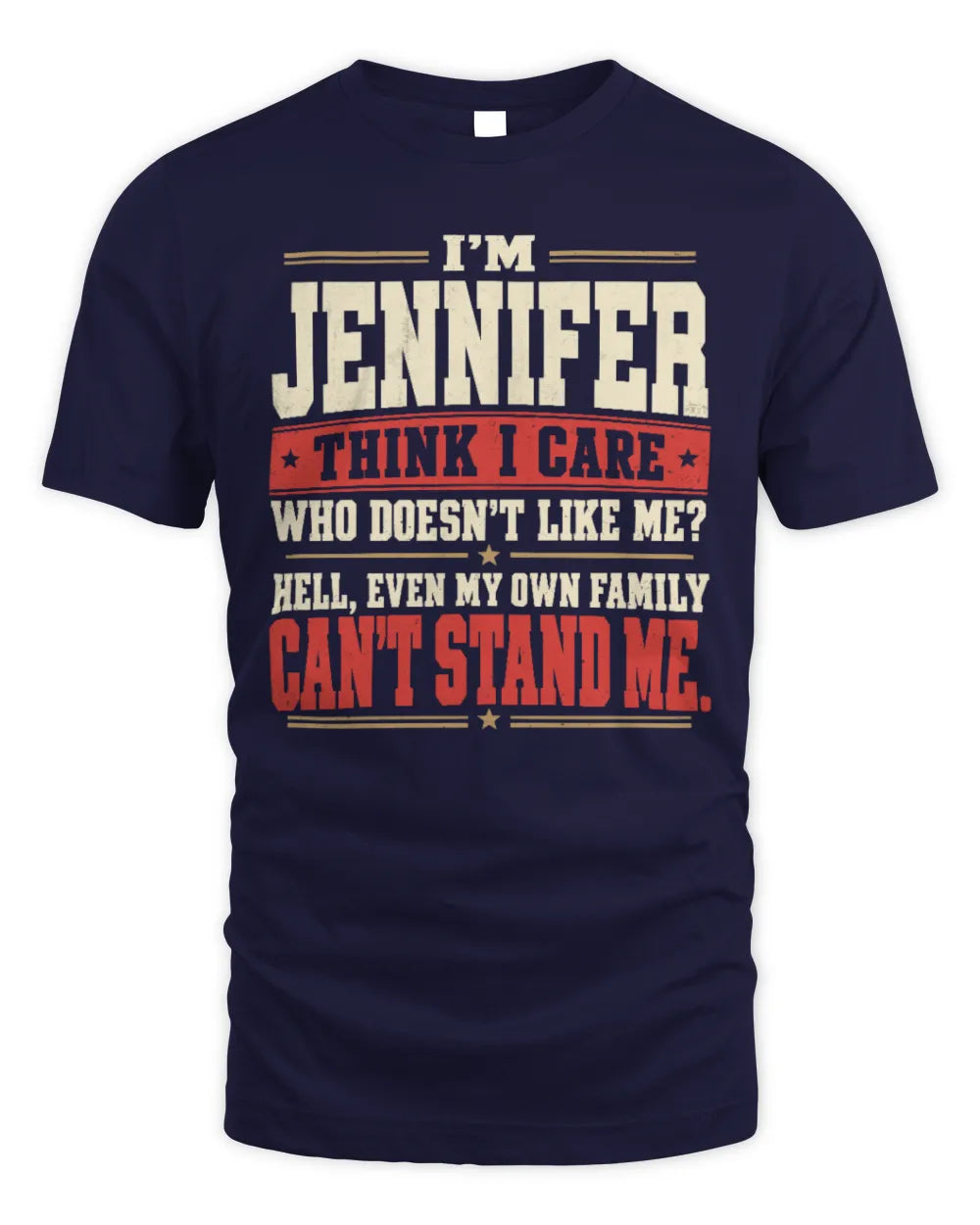JENNIFER-KTL06-H009 I’m [NAME] – Think I Care? Personalized Funny T-Shirt - Unisex Standard T-Shirt - Navy