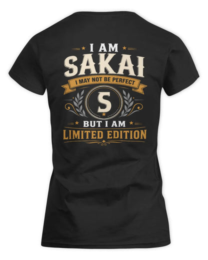 SAKAI KT88-V9 - Personalized “I Am NAME I May Not Be Perfect, But I Am Limited Edition” - Women's Standard T-Shirt - Black