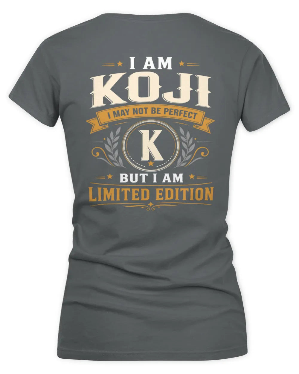 KOJI KT88-V9 - Personalized “I Am NAME I May Not Be Perfect, But I Am Limited Edition” - Women's V-Neck T-Shirt - Charcoal