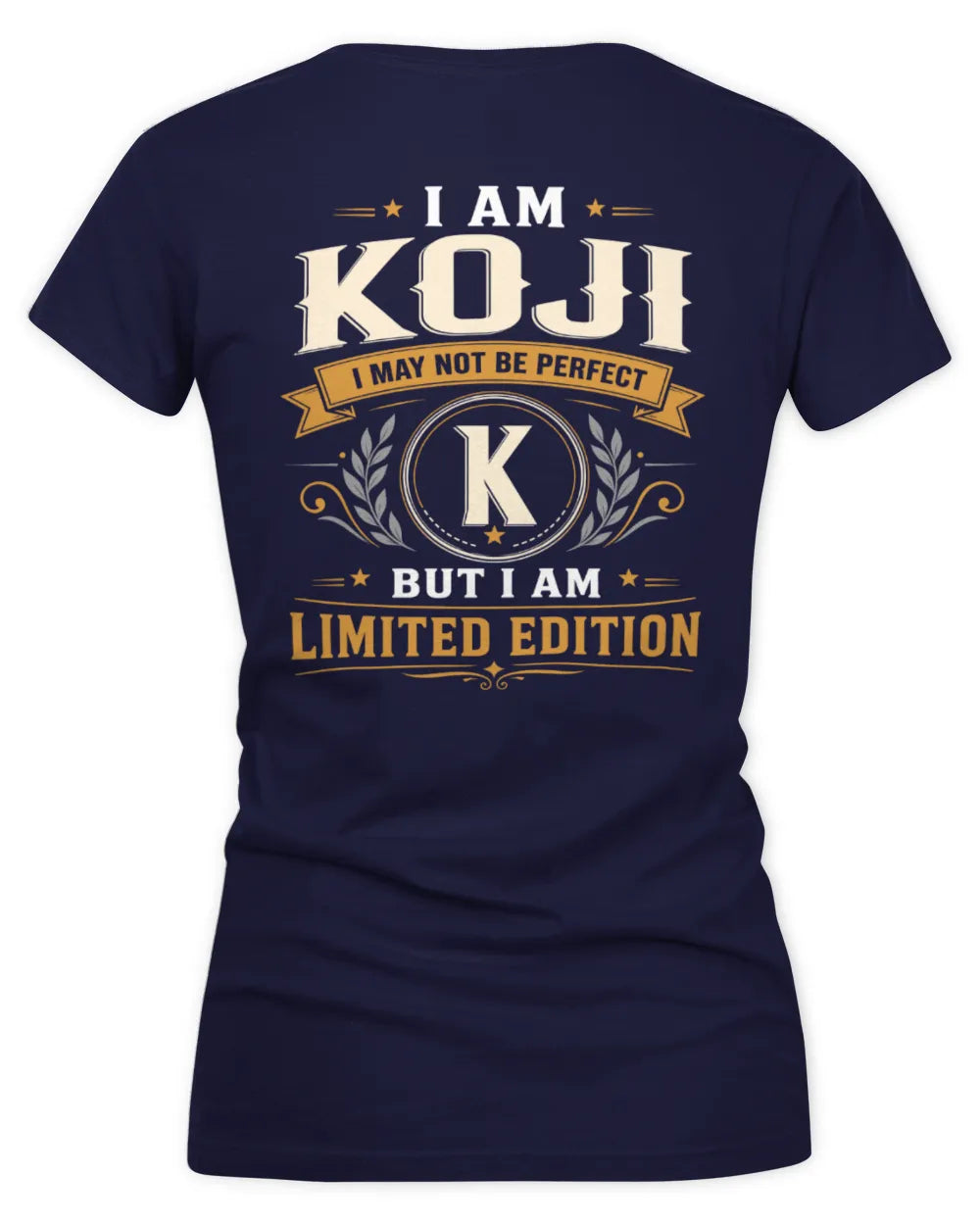 KOJI KT88-V9 - Personalized “I Am NAME I May Not Be Perfect, But I Am Limited Edition” - Women's V-Neck T-Shirt - Navy