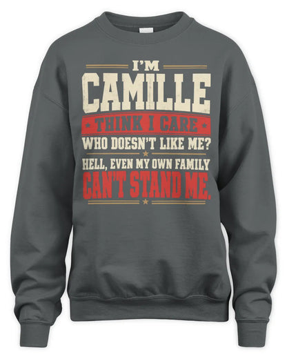 CAMILLE-KTL06-H009 I’m [NAME] – Think I Care? Personalized Funny T-Shirt - Unisex Sweatshirt - Charcoal
