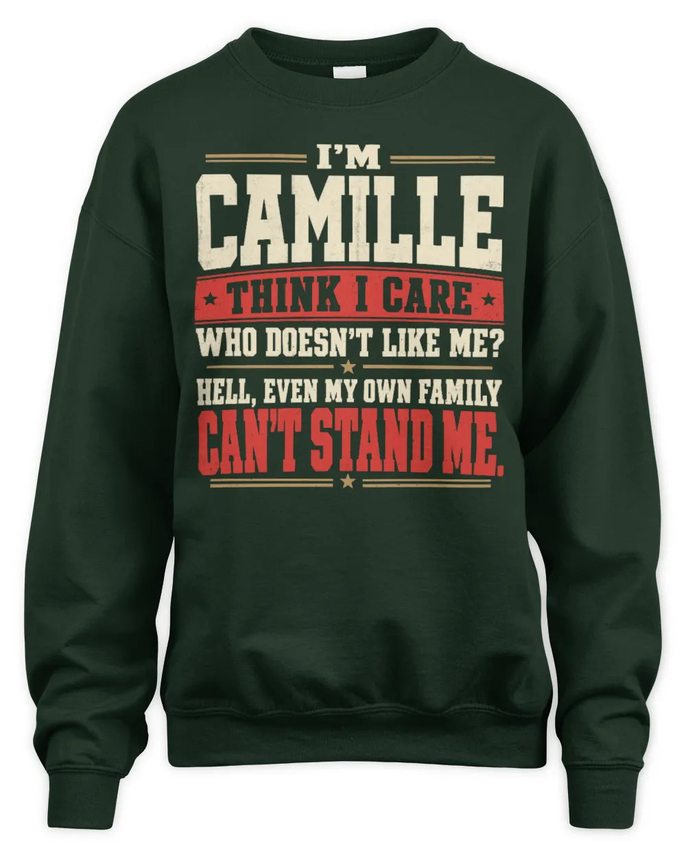 CAMILLE-KTL06-H009 I’m [NAME] – Think I Care? Personalized Funny T-Shirt - Unisex Sweatshirt - Forest Green