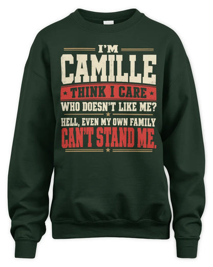 CAMILLE-KTL06-H009 I’m [NAME] – Think I Care? Personalized Funny T-Shirt - Unisex Sweatshirt - Forest Green