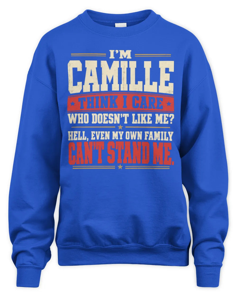 CAMILLE-KTL06-H009 I’m [NAME] – Think I Care? Personalized Funny T-Shirt - Unisex Sweatshirt - Royal