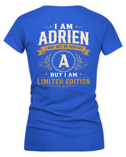ADRIEN KT88-V9 - Personalized “I Am NAME I May Not Be Perfect, But I Am Limited Edition” - Women's V-Neck T-Shirt - Royal