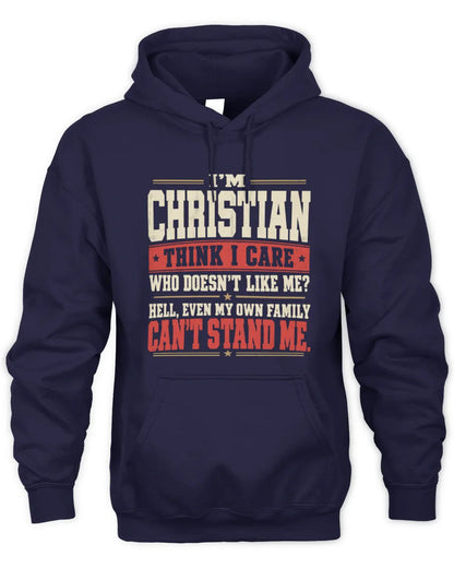 CHRISTIAN-KTL06-H009 I’m [NAME] – Think I Care? Personalized Funny T-Shirt - Unisex Hoodie - Navy