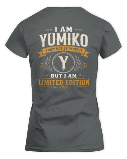 YUMIKO KT88-V9 - Personalized “I Am NAME I May Not Be Perfect, But I Am Limited Edition” - Women's Standard T-Shirt - Charcoal