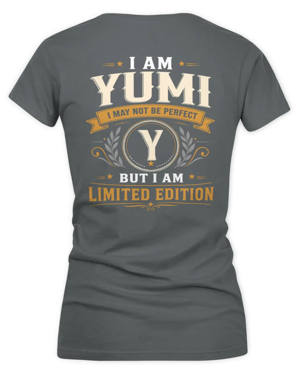 YUMI KT88-V9 - Personalized “I Am NAME I May Not Be Perfect, But I Am Limited Edition” - Women's V-Neck T-Shirt - Charcoal