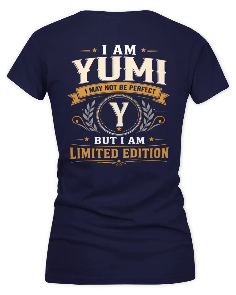 YUMI KT88-V9 - Personalized “I Am NAME I May Not Be Perfect, But I Am Limited Edition” - Women's V-Neck T-Shirt - Navy