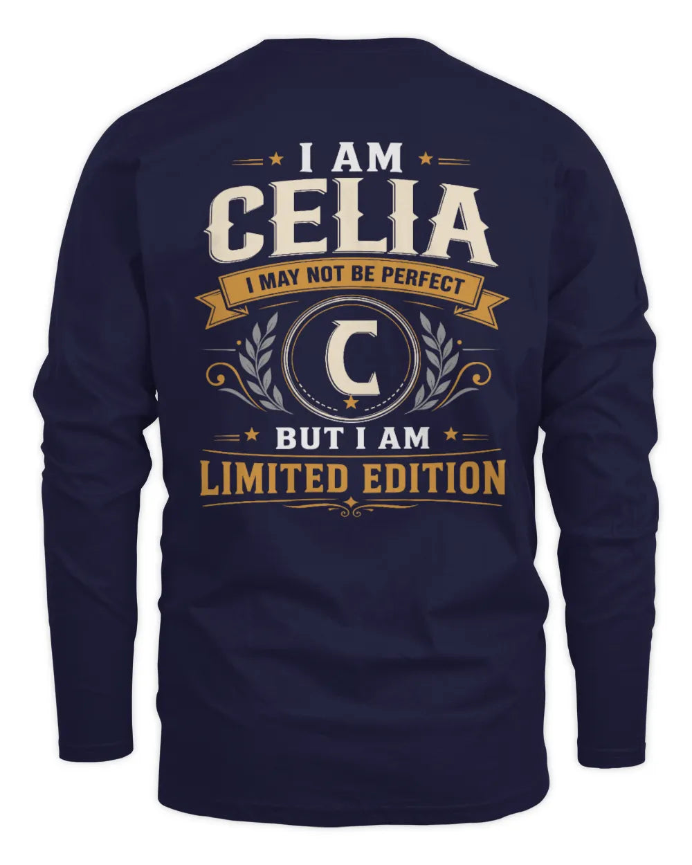 CELIA KT88-V9 - Personalized “I Am NAME I May Not Be Perfect, But I Am Limited Edition” - Men's Long Sleeved T-Shirt - Navy