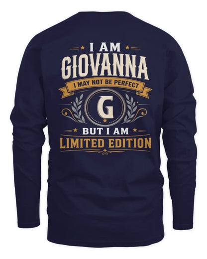 GIOVANNA KT88-V9 - Personalized “I Am NAME I May Not Be Perfect, But I Am Limited Edition” - Men's Long Sleeved T-Shirt - Navy