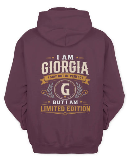GIORGIA KT88-V9 - Personalized “I Am NAME I May Not Be Perfect, But I Am Limited Edition” - Unisex Hoodie - Maroon