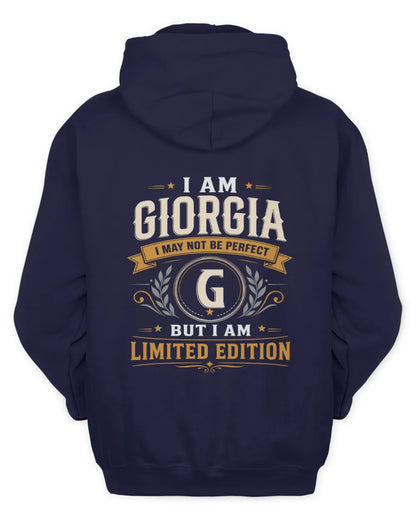 GIORGIA KT88-V9 - Personalized “I Am NAME I May Not Be Perfect, But I Am Limited Edition” - Unisex Hoodie - Navy