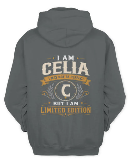 CELIA KT88-V9 - Personalized “I Am NAME I May Not Be Perfect, But I Am Limited Edition” - Unisex Hoodie - Charcoal