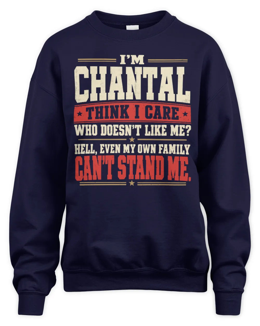 CHANTAL-KTL06-H009 I’m [NAME] – Think I Care? Personalized Funny T-Shirt - Unisex Sweatshirt - Navy