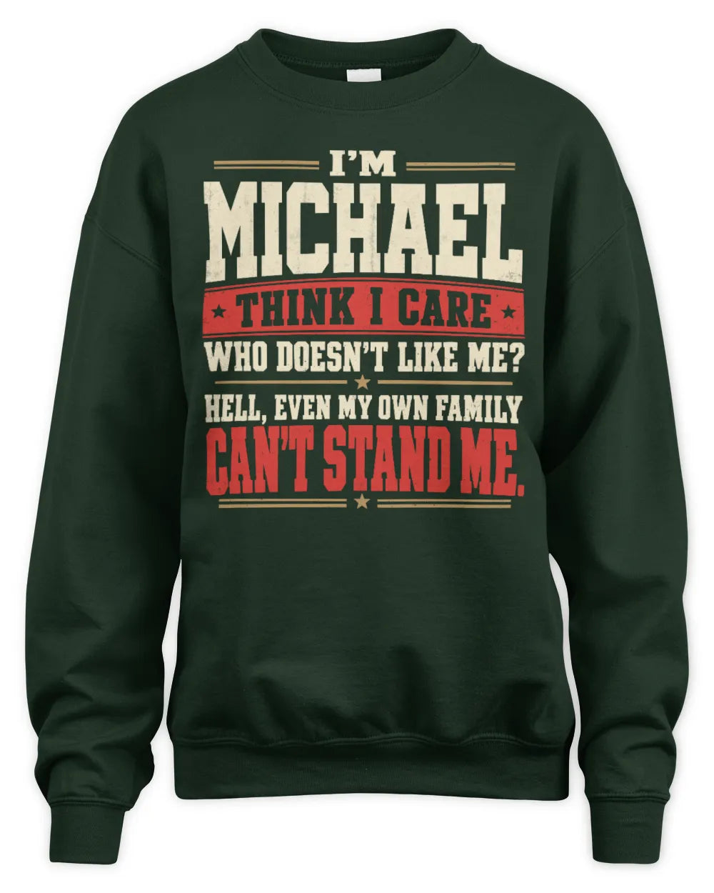 MICHAEL-KTL06-H009 I’m [NAME] – Think I Care? Personalized Funny T-Shirt - Unisex Sweatshirt - Forest Green