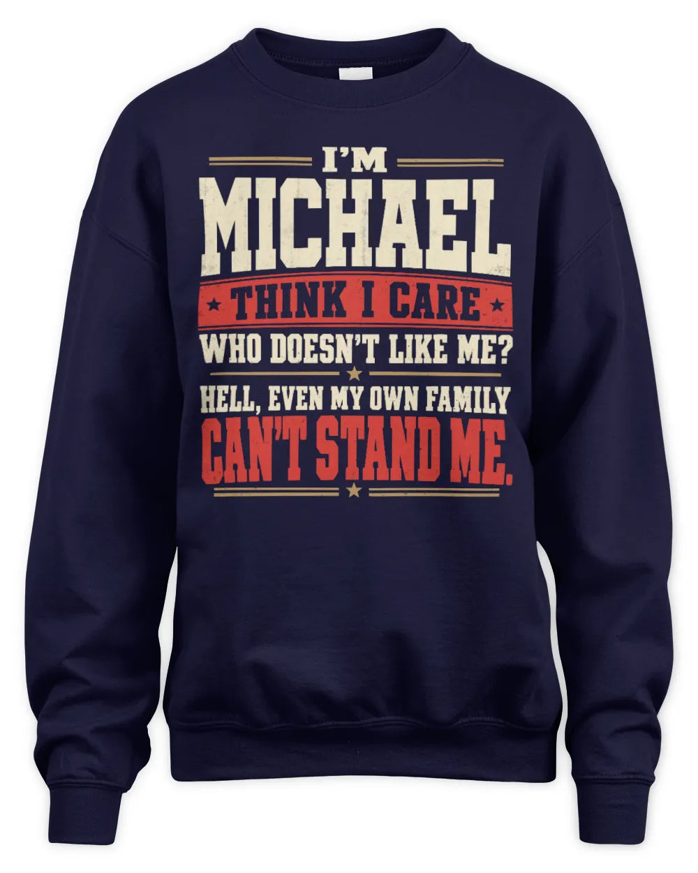 MICHAEL-KTL06-H009 I’m [NAME] – Think I Care? Personalized Funny T-Shirt - Unisex Sweatshirt - Navy