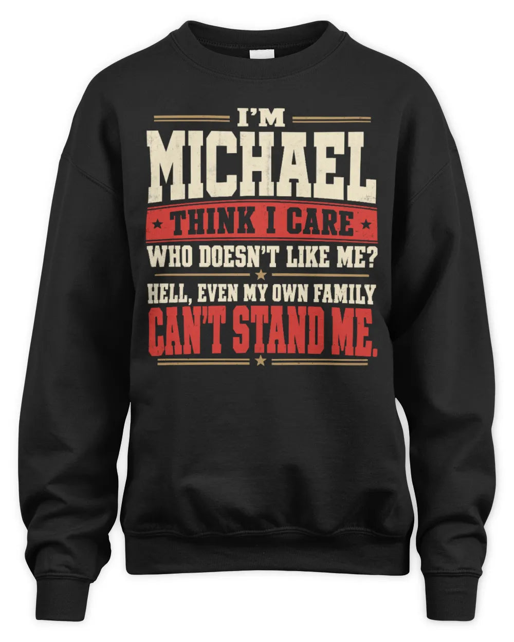 MICHAEL-KTL06-H009 I’m [NAME] – Think I Care? Personalized Funny T-Shirt - Unisex Sweatshirt - Black