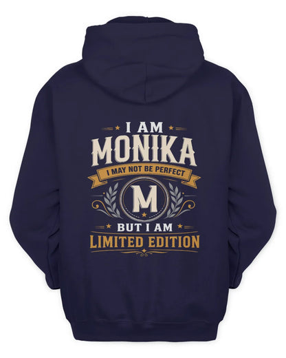 MONIKA KT88-V9 - Personalized “I Am NAME I May Not Be Perfect, But I Am Limited Edition” - Unisex Hoodie - Navy