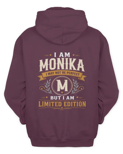 MONIKA KT88-V9 - Personalized “I Am NAME I May Not Be Perfect, But I Am Limited Edition” - Unisex Hoodie - Maroon