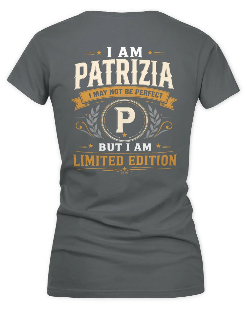 PATRIZIA KT88-V9 - Personalized “I Am NAME I May Not Be Perfect, But I Am Limited Edition” - Women's V-Neck T-Shirt - Charcoal