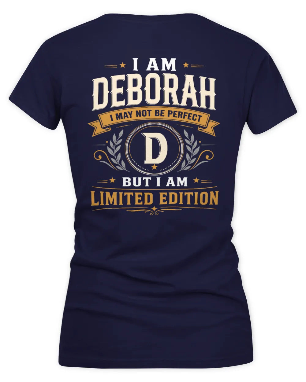 DEBORAH KT88-V9 - Personalized “I Am NAME I May Not Be Perfect, But I Am Limited Edition” - Women's V-Neck T-Shirt - Navy
