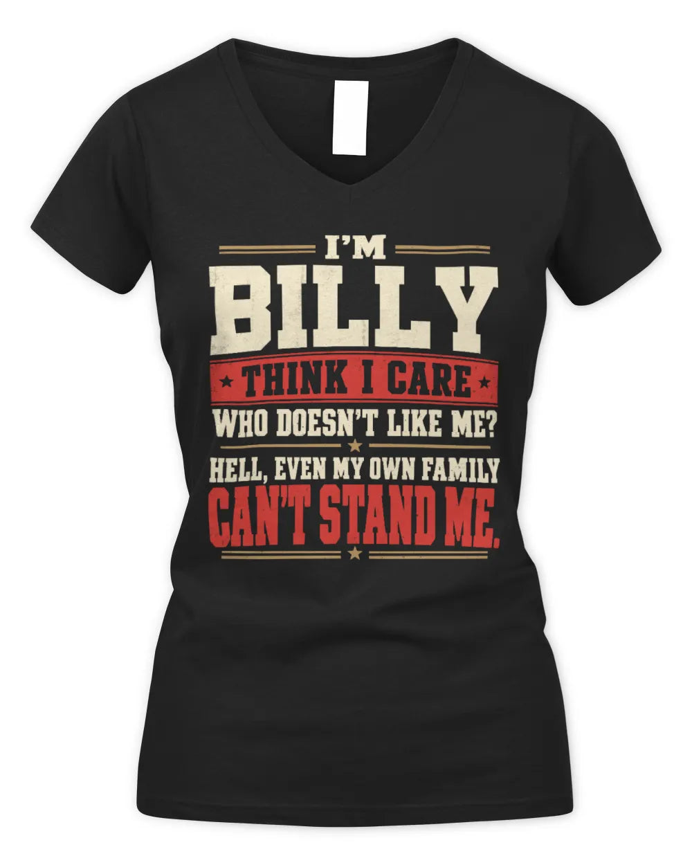BILLY-KTL06-H009 I’m [NAME] – Think I Care? Personalized Funny T-Shirt - Women's V-Neck T-Shirt - Black