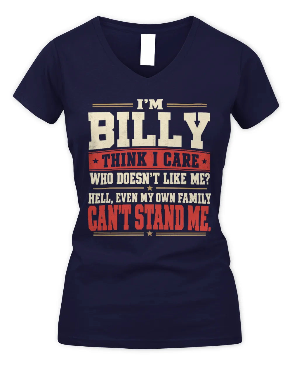 BILLY-KTL06-H009 I’m [NAME] – Think I Care? Personalized Funny T-Shirt - Women's V-Neck T-Shirt - Navy