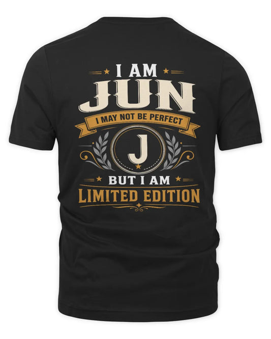 JUN KT88-V9 - Personalized “I Am NAME I May Not Be Perfect, But I Am Limited Edition” - Unisex Premium T-Shirt - Black