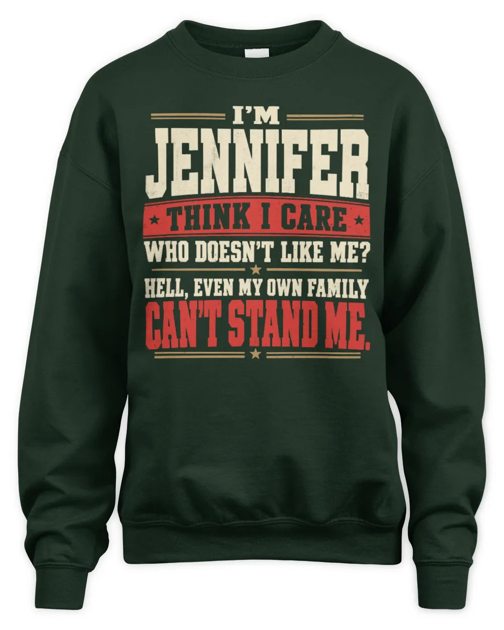 JENNIFER-KTL06-H009 I’m [NAME] – Think I Care? Personalized Funny T-Shirt - Unisex Sweatshirt - Forest Green