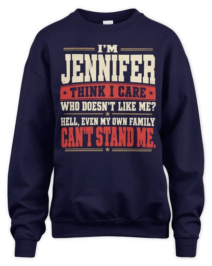 JENNIFER-KTL06-H009 I’m [NAME] – Think I Care? Personalized Funny T-Shirt - Unisex Sweatshirt - Navy