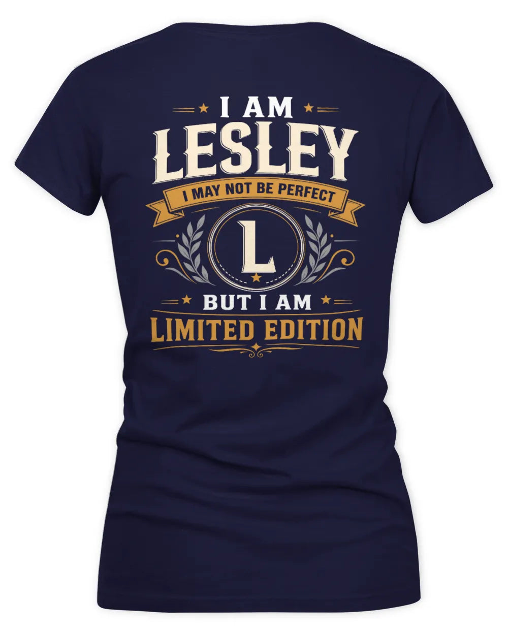 LESLEY KT88-V9 - Personalized “I Am NAME I May Not Be Perfect, But I Am Limited Edition” - Women's V-Neck T-Shirt - Navy