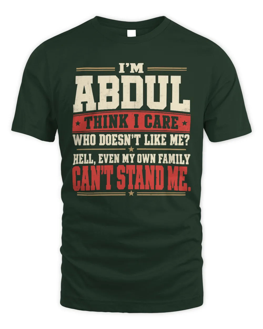 ABDUL-KTL06-H009 I’m [NAME] – Think I Care? Personalized Funny T-Shirt - Unisex Standard T-Shirt - Forest Green