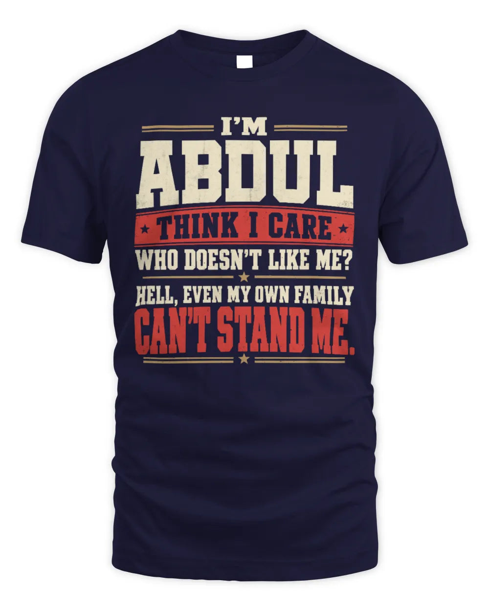 ABDUL-KTL06-H009 I’m [NAME] – Think I Care? Personalized Funny T-Shirt - Unisex Standard T-Shirt - Navy