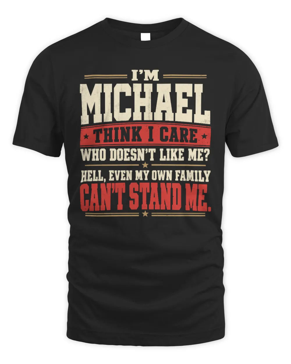 MICHAEL-KTL06-H009 I’m [NAME] – Think I Care? Personalized Funny T-Shirt - Unisex Standard T-Shirt - Black