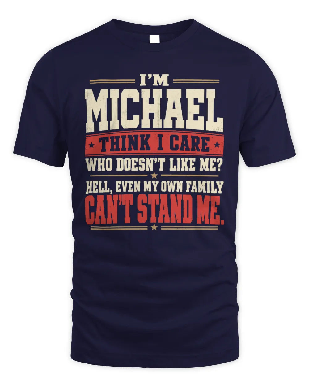 MICHAEL-KTL06-H009 I’m [NAME] – Think I Care? Personalized Funny T-Shirt - Unisex Standard T-Shirt - Navy