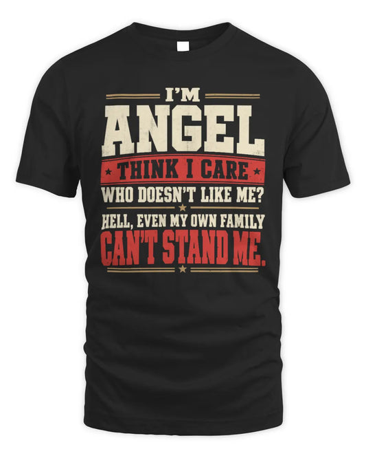 ANGEL-KTL06-H009 I’m [NAME] – Think I Care? Personalized Funny T-Shirt - Unisex Standard T-Shirt - Black
