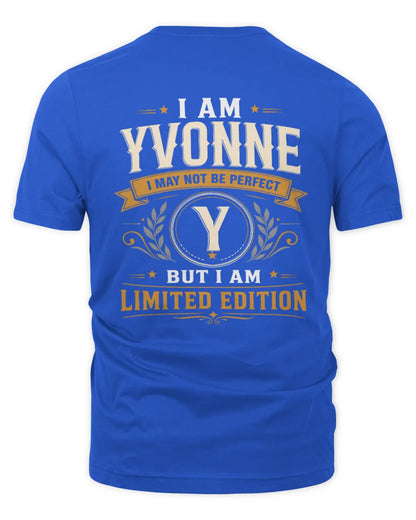 YVONNE KT88-V9 - Personalized “I Am NAME I May Not Be Perfect, But I Am Limited Edition” - Unisex Premium T-Shirt - Royal