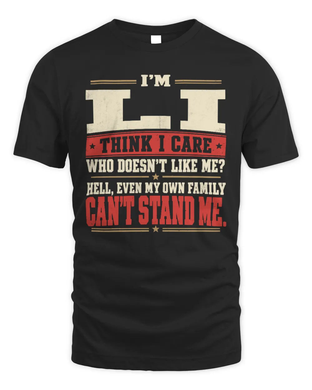 LI-KTL06-H009 I’m [NAME] – Think I Care? Personalized Funny T-Shirt - Unisex Standard T-Shirt - Black