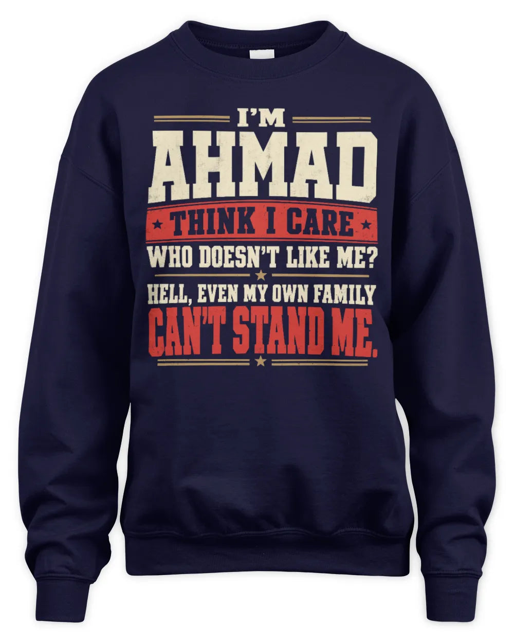 AHMAD-KTL06-H009 I’m [NAME] – Think I Care? Personalized Funny T-Shirt - Unisex Sweatshirt - Navy