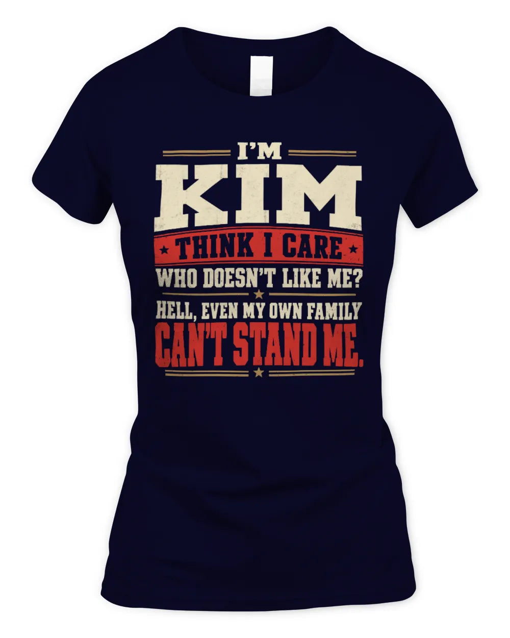 KIM-KTL06-H009 I’m [NAME] – Think I Care? Personalized Funny T-Shirt - Women's Standard T-Shirt - Navy